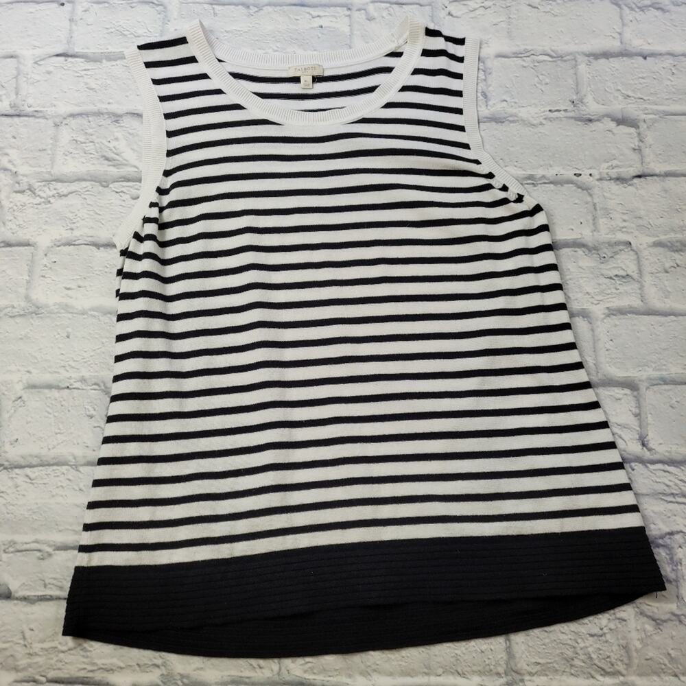 Talbots Factory Classic Black & White Knit Sleeveless Top size XL